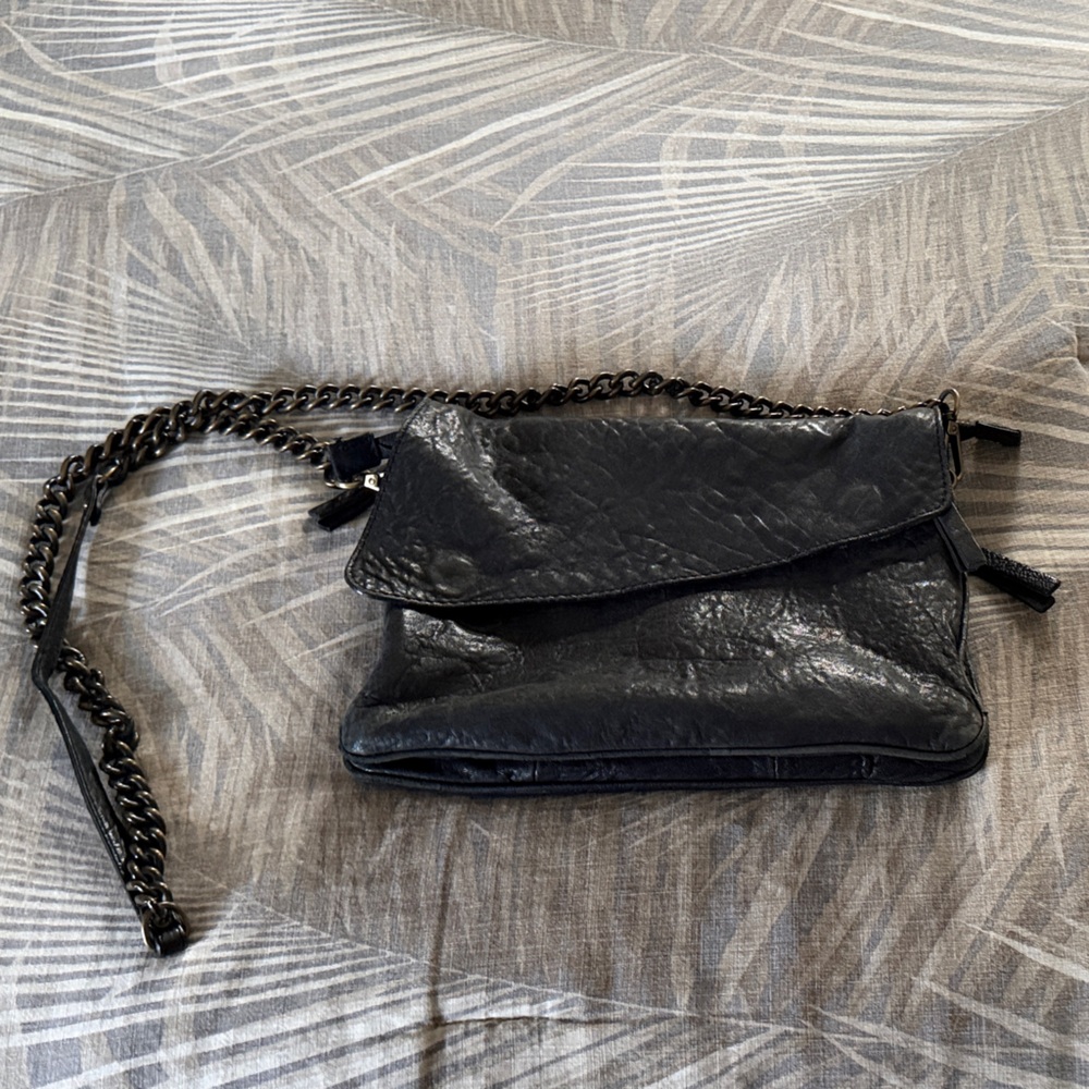 Macon Women's Black Leather Chain Shoulder Bag excellent condition